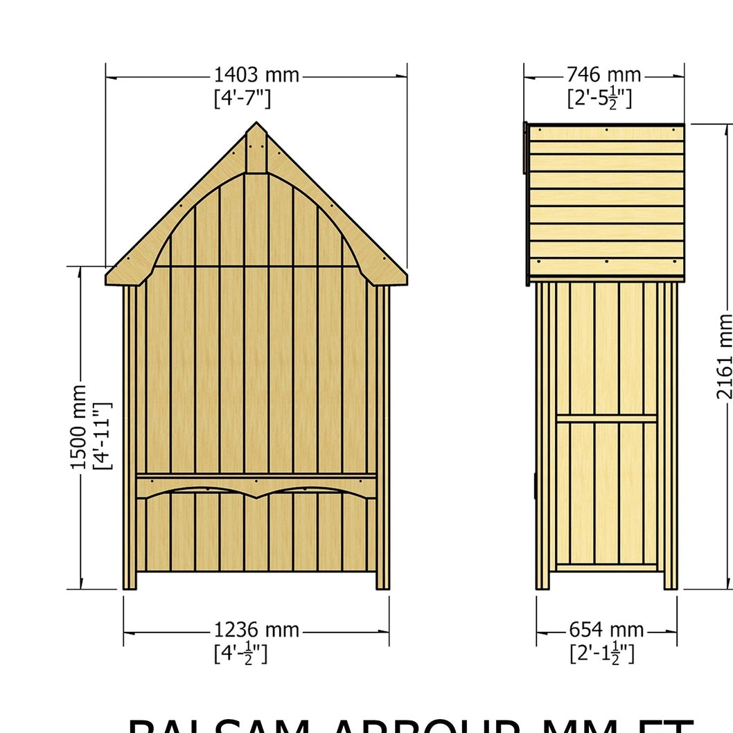 Shire Balsam Garden Arbour Seat 4 x 2ft Pressure Treated - JJ Building Materials