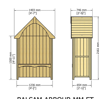 Shire Balsam Garden Arbour Seat 4 x 2ft Pressure Treated - JJ Building Materials