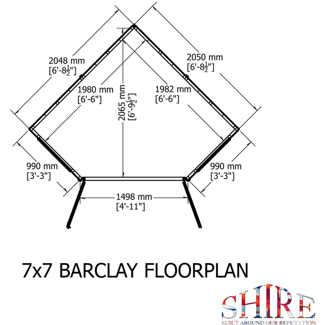 Shire Barclay 7x7ft Corner Double Door T&G Wooden Summerhouse - JJ Building Materials