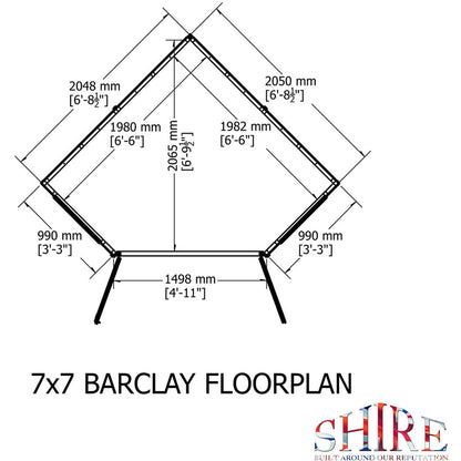 Shire Barclay 7x7ft Corner Double Door T&G Wooden Summerhouse - JJ Building Materials