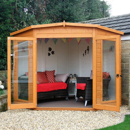 Shire Barclay 7x7ft Corner Double Door T&G Wooden Summerhouse - JJ Building Materials
