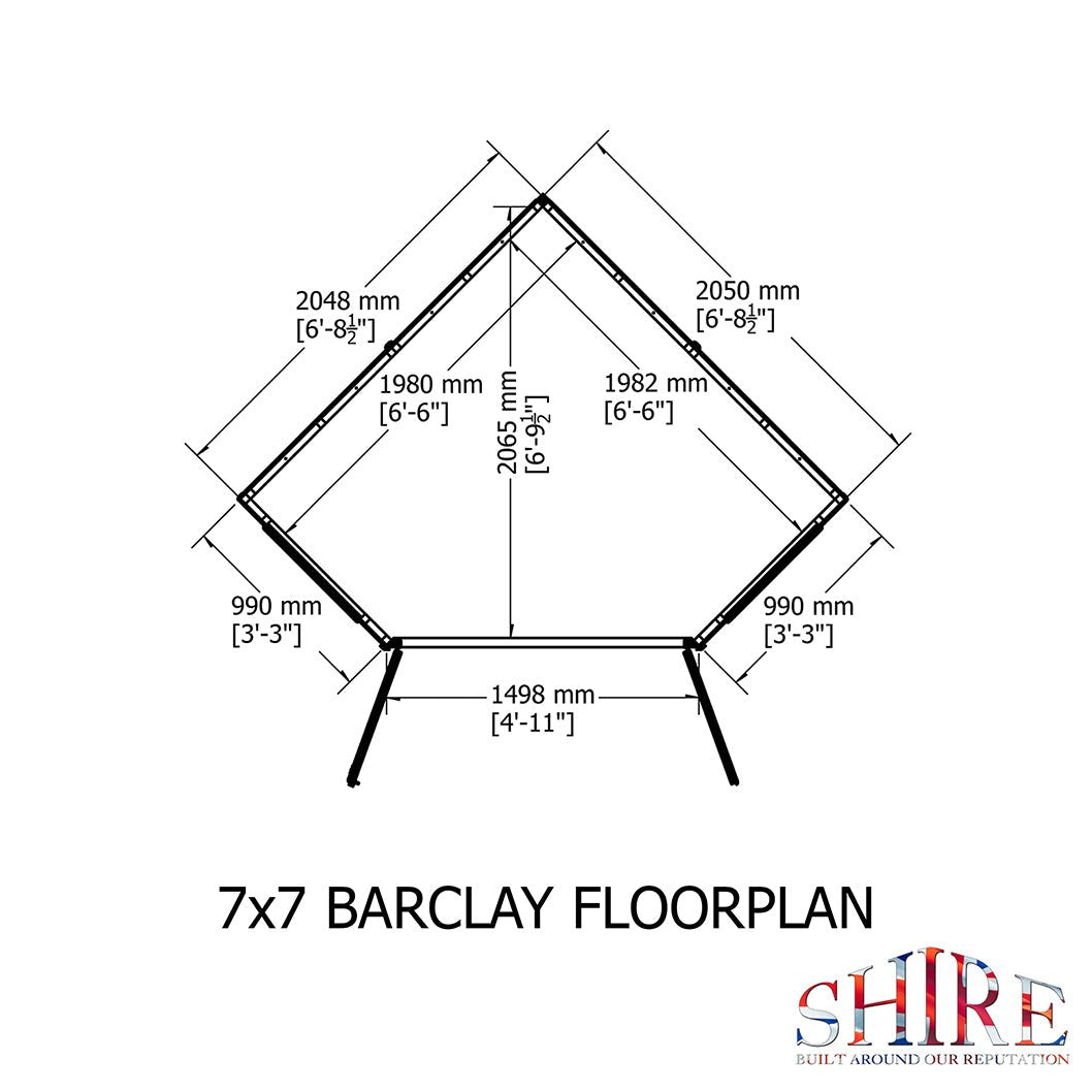 Shire Barclay 7x7ft Corner Double Door T&G Wooden Summerhouse - JJ Building Materials