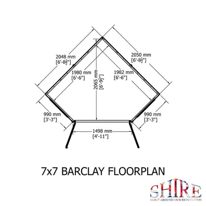 Shire Barclay 7x7ft Corner Double Door T&G Wooden Summerhouse - JJ Building Materials