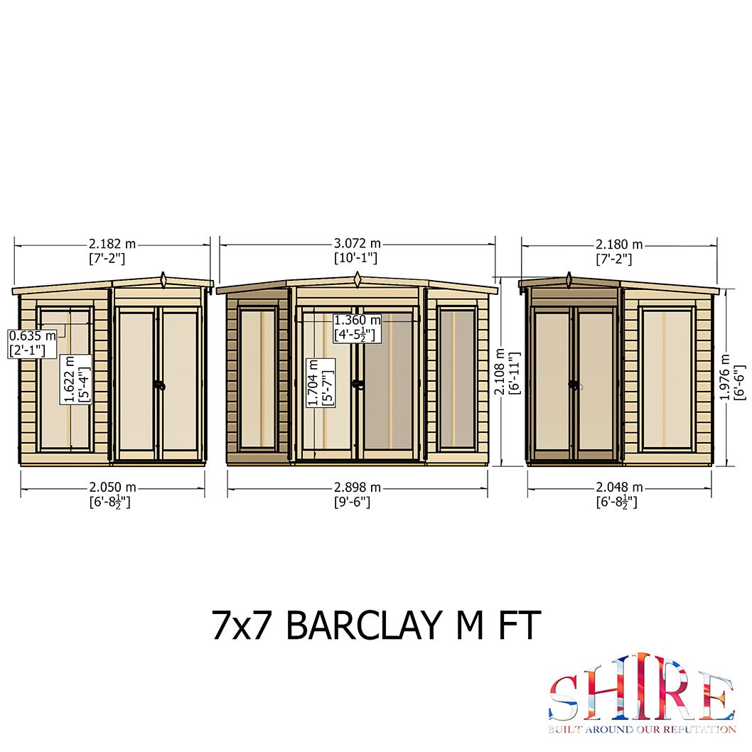 Shire Barclay 7x7ft Corner Double Door T&G Wooden Summerhouse - JJ Building Materials