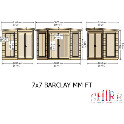 Shire Barclay 7x7ft Corner Double Door T&G Wooden Summerhouse - JJ Building Materials