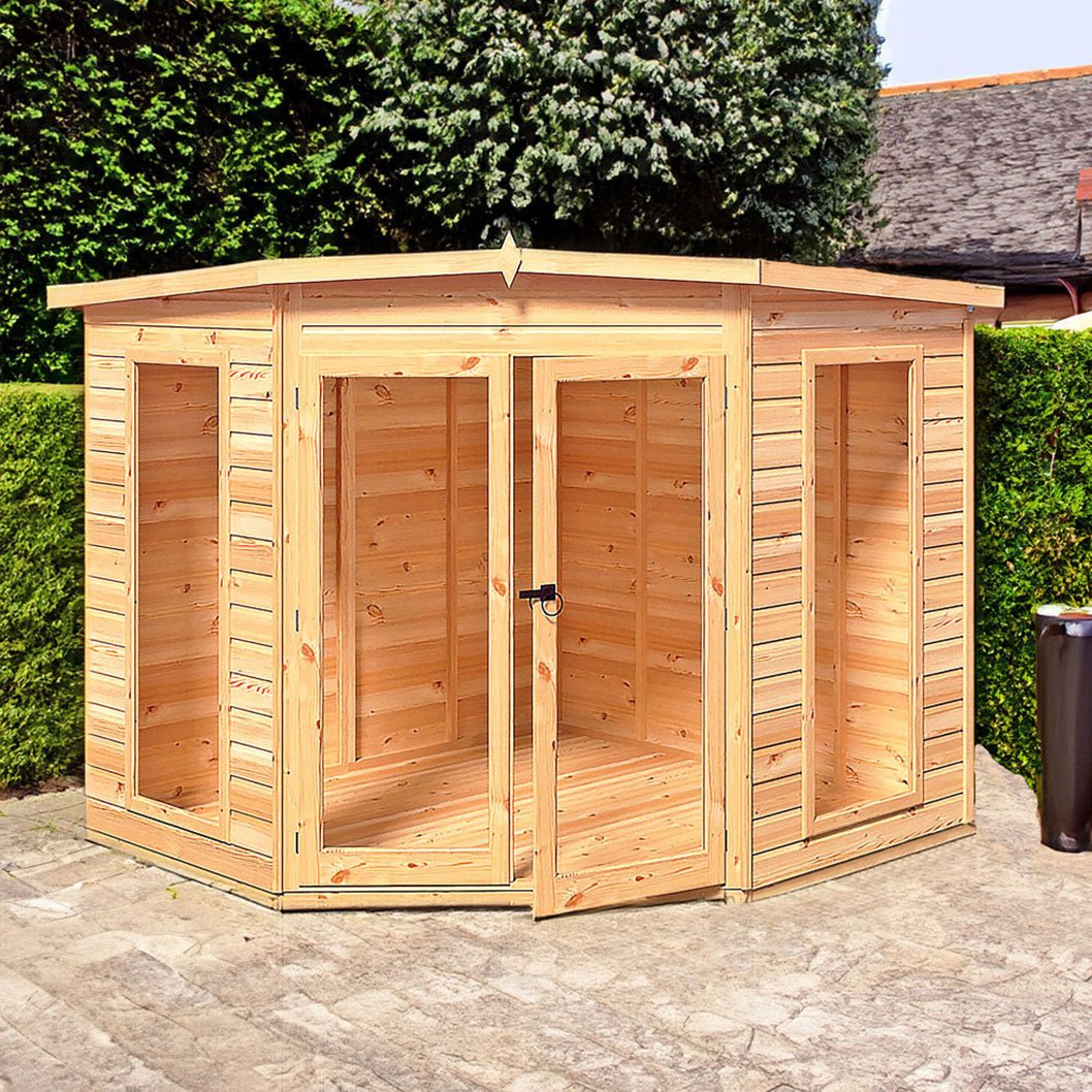 Shire Barclay 7x7ft Corner Double Door T&G Wooden Summerhouse - JJ Building Materials