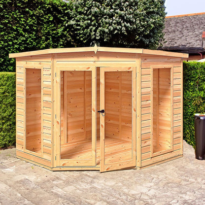 Shire Barclay 7x7ft Corner Double Door T&G Wooden Summerhouse - JJ Building Materials