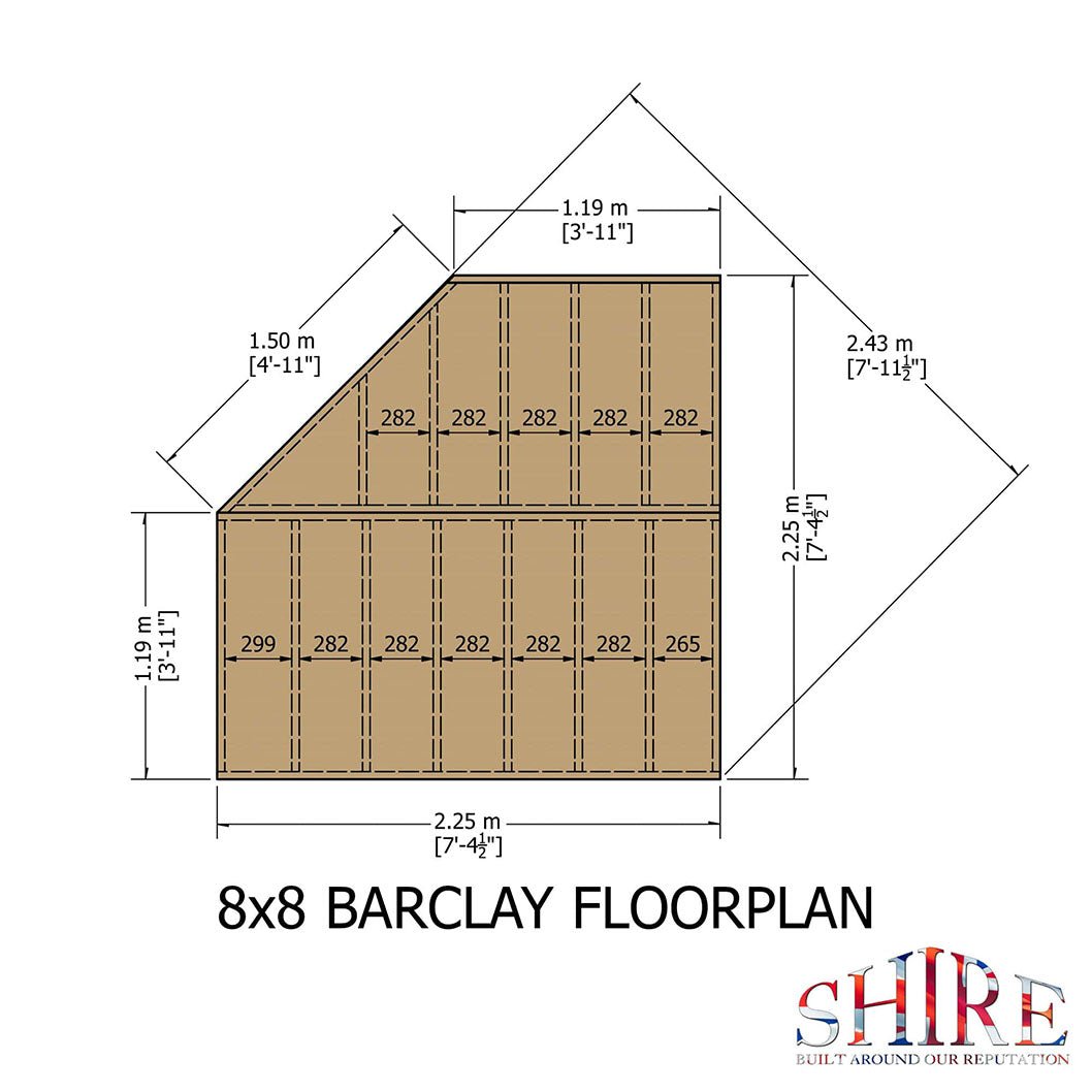 Shire Barclay 8x8ft Corner Double Door T&G Wooden Summerhouse - JJ Building Materials