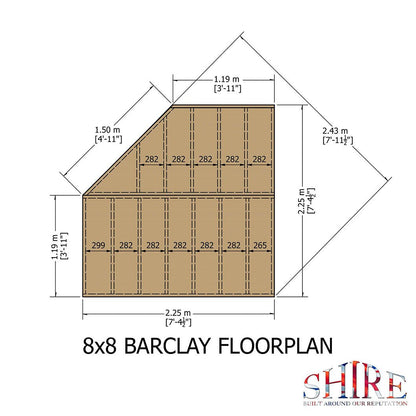 Shire Barclay 8x8ft Corner Double Door T&G Wooden Summerhouse - JJ Building Materials