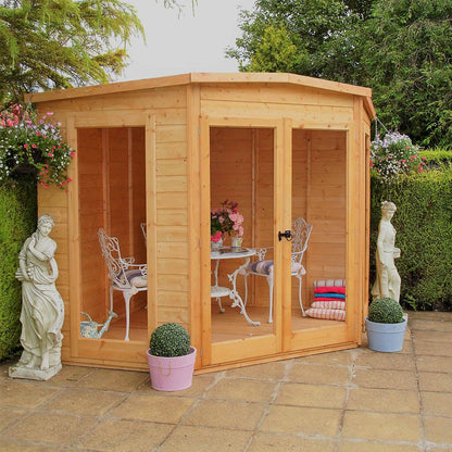Shire Barclay 8x8ft Corner Double Door T&G Wooden Summerhouse - JJ Building Materials