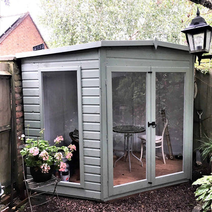 Shire Barclay 8x8ft Corner Double Door T&G Wooden Summerhouse - JJ Building Materials
