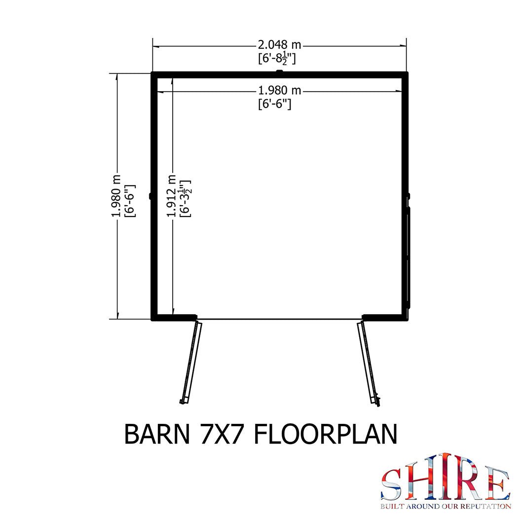 Shire Barn 7x7ft T&G Double Door Wooden Shed - JJ Building Materials