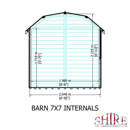 Shire Barn 7x7ft T&G Double Door Wooden Shed - JJ Building Materials