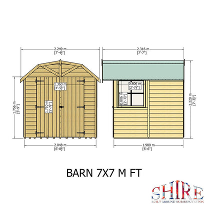 Shire Barn 7x7ft T&G Double Door Wooden Shed - JJ Building Materials