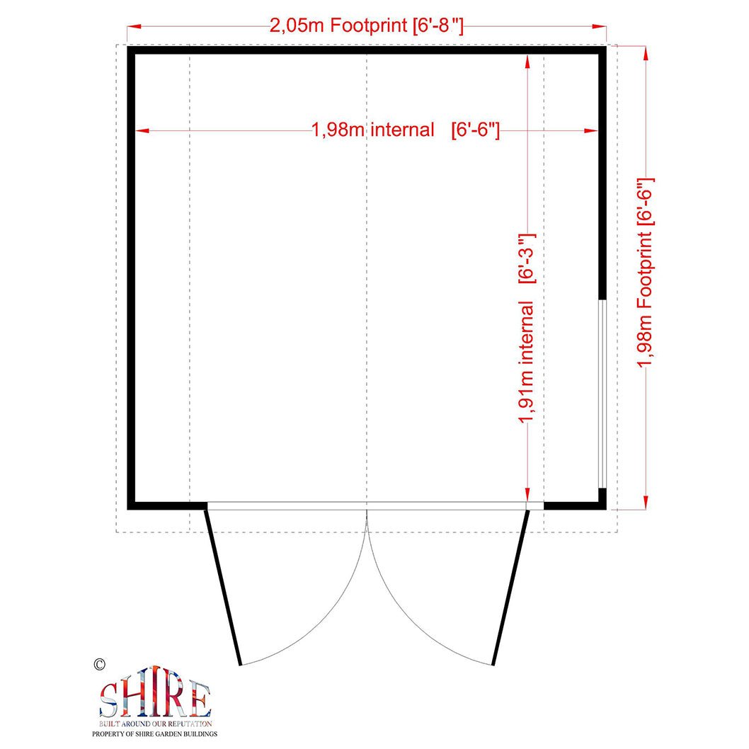 Shire Barn 7x7ft T&G Double Door Wooden Shed - JJ Building Materials