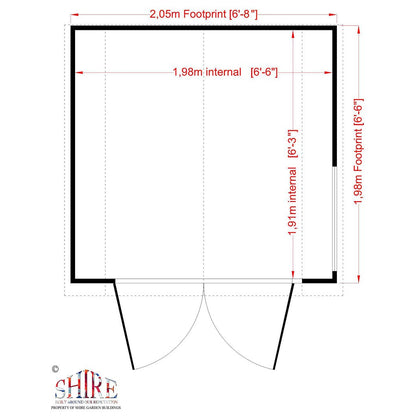 Shire Barn 7x7ft T&G Double Door Wooden Shed - JJ Building Materials