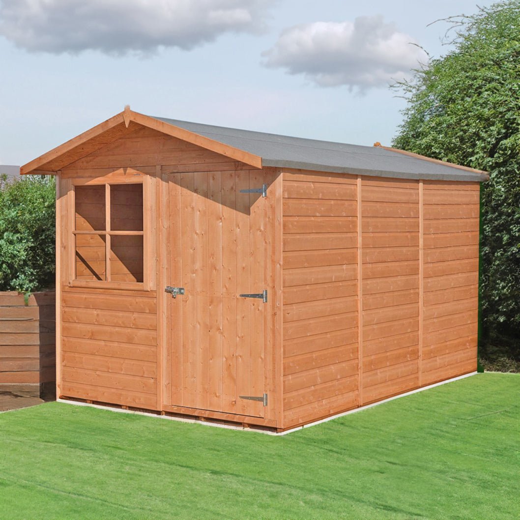 Shire Barraca 7x10ft T&G Single Door Apex Wooden Shed - JJ Building Materials