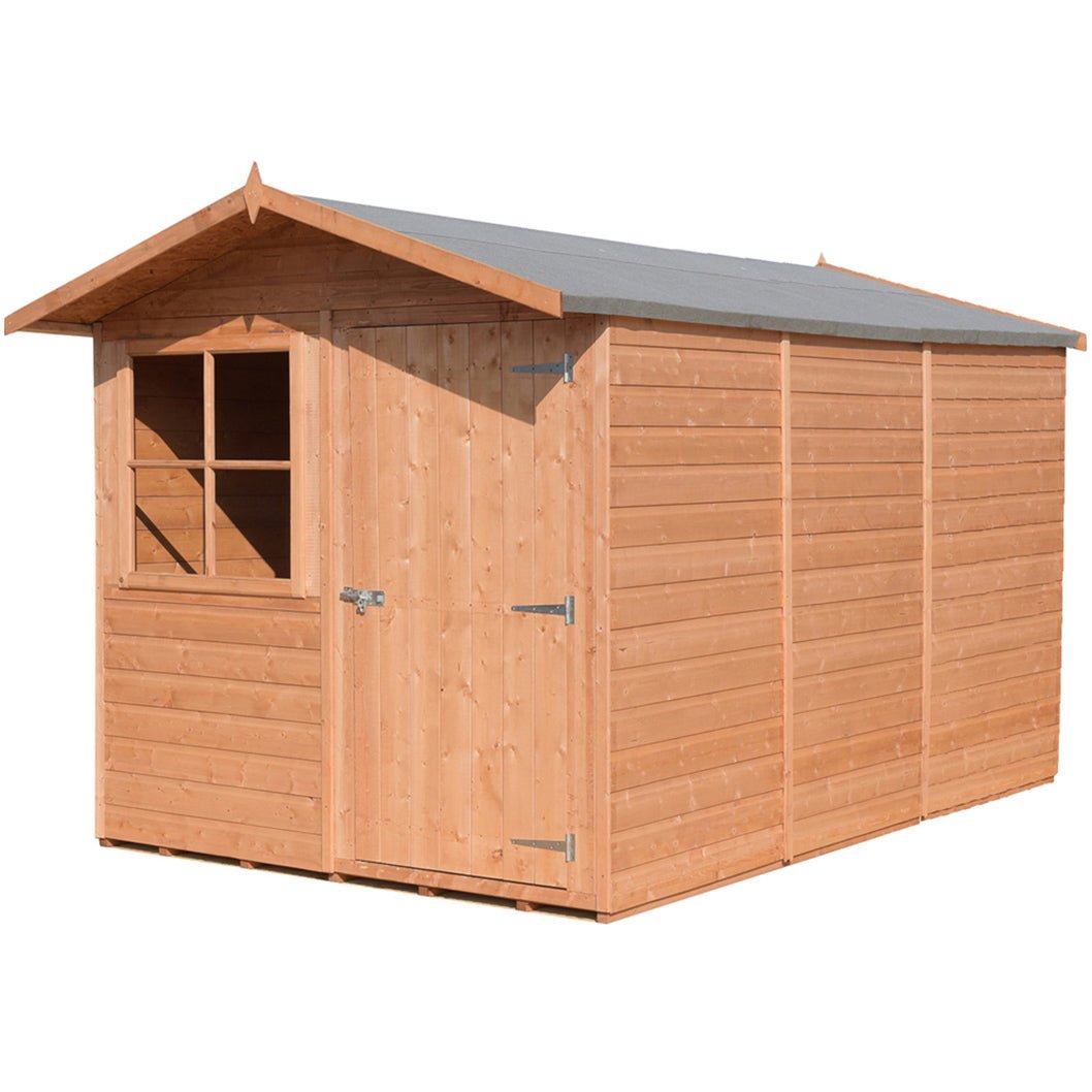 Shire Barraca 7x10ft T&G Single Door Apex Wooden Shed - JJ Building Materials