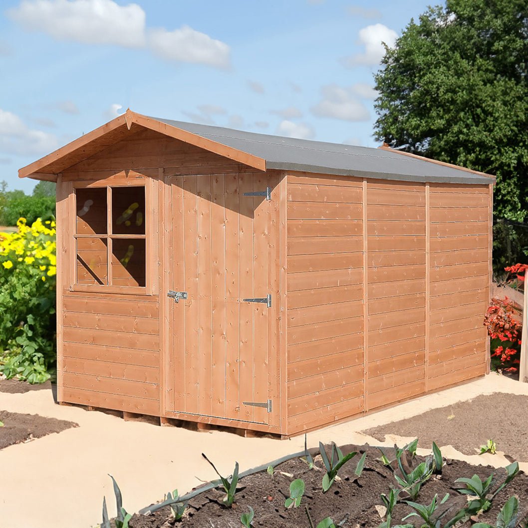 Shire Barraca 7x10ft T&G Single Door Apex Wooden Shed - JJ Building Materials