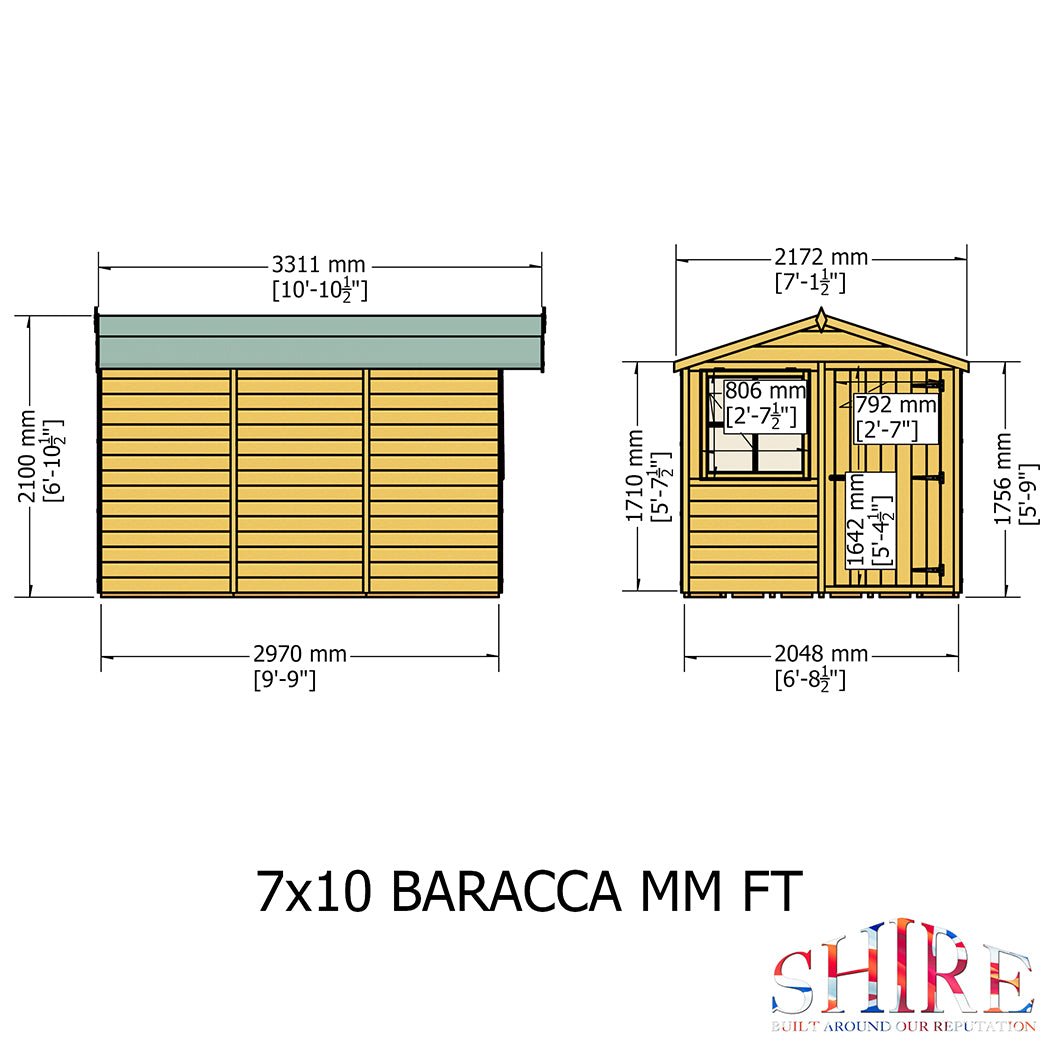 Shire Barraca 7x10ft T&G Single Door Apex Wooden Shed - JJ Building Materials