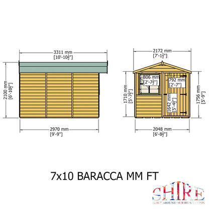 Shire Barraca 7x10ft T&G Single Door Apex Wooden Shed - JJ Building Materials