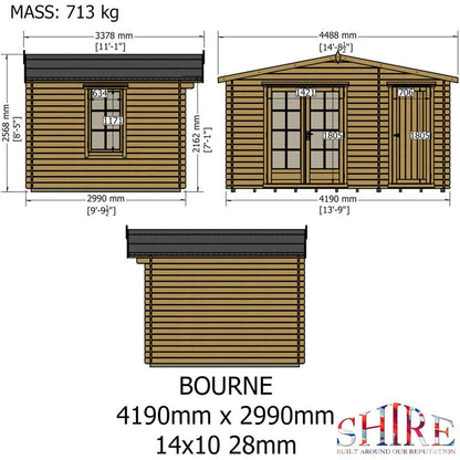 Shire Bourne 14x10ft Log Cabin With 28mm Log Thickness - JJ Building Materials