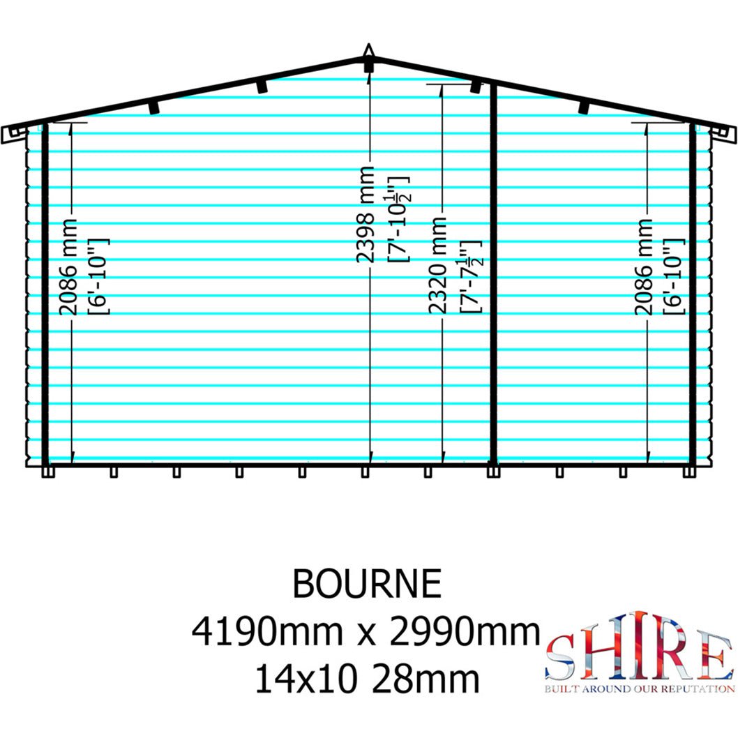 Shire Bourne 14x10ft Log Cabin With 28mm Log Thickness - JJ Building Materials