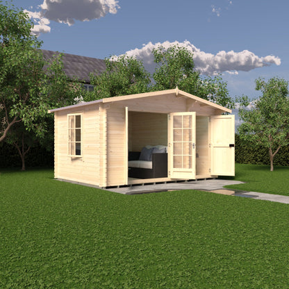Shire Bourne 14x10ft Log Cabin With 28mm Log Thickness - JJ Building Materials