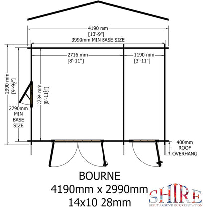Shire Bourne 14x10ft Log Cabin With 28mm Log Thickness - JJ Building Materials