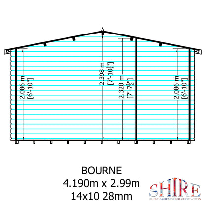 Shire Bourne 14x10ft Log Cabin With 28mm Log Thickness - JJ Building Materials