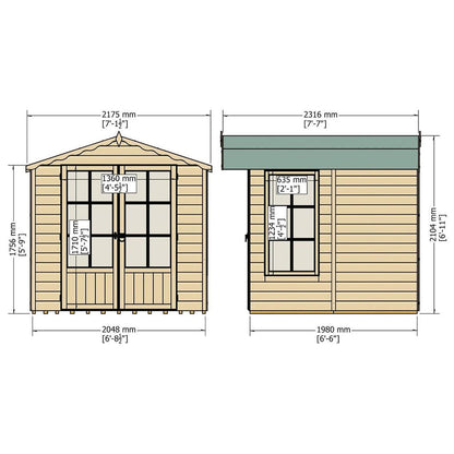 Shire Buckingham 7x7ft Double Door T&G Wooden Summerhouse - JJ Building Materials