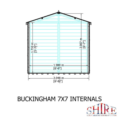 Shire Buckingham 7x7ft Double Door T&G Wooden Summerhouse - JJ Building Materials