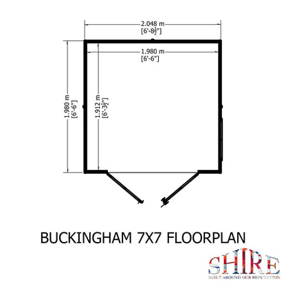 Shire Buckingham 7x7ft Double Door T&G Wooden Summerhouse - JJ Building Materials