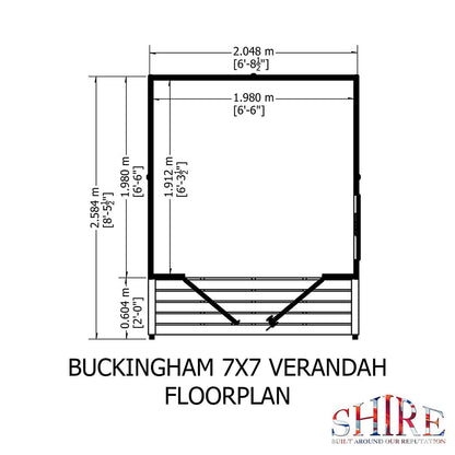 Shire Buckingham 7x7ft Double Door T&G Wooden Summerhouse - JJ Building Materials