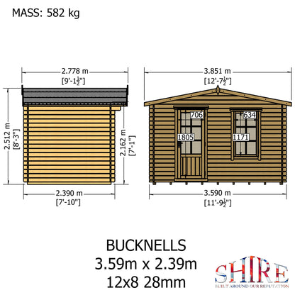 Shire Bucknells Log Cabin With 28mm Log Thickness - JJ Building Materials