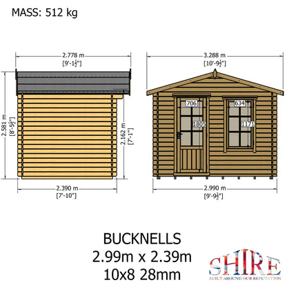 Shire Bucknells Log Cabin With 28mm Log Thickness - JJ Building Materials