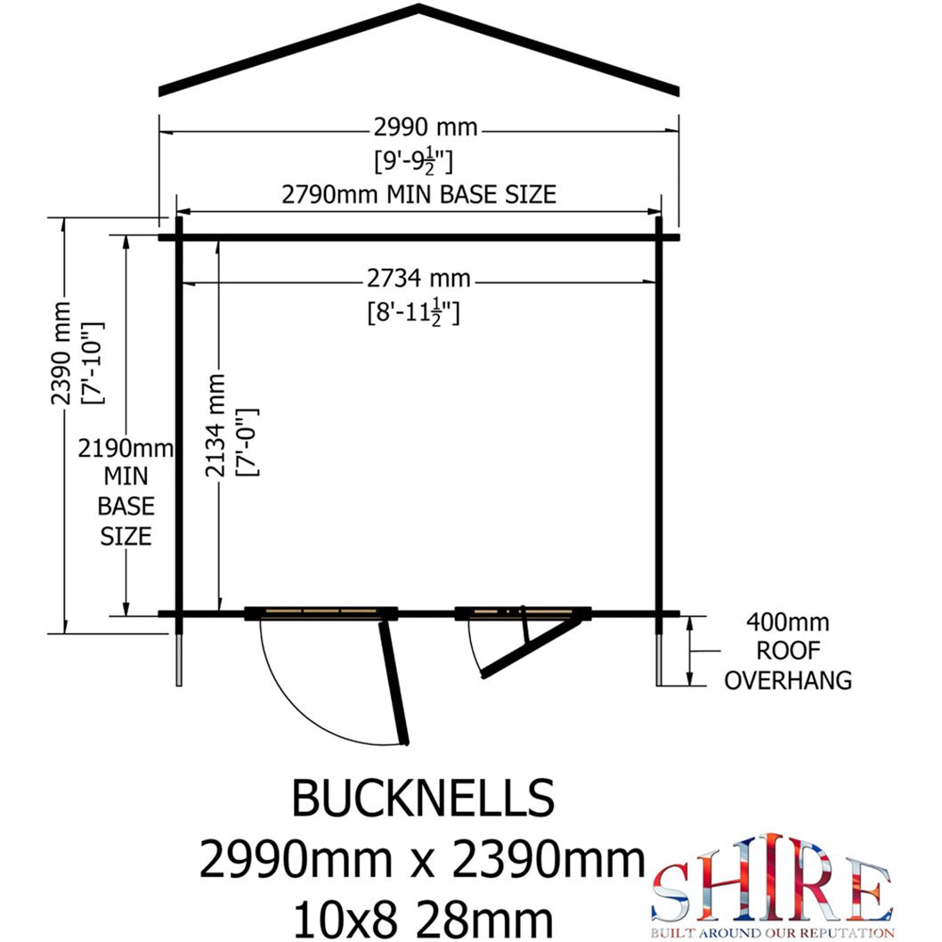 Shire Bucknells Log Cabin With 28mm Log Thickness - JJ Building Materials