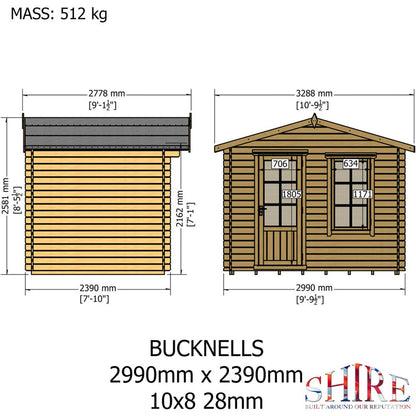 Shire Bucknells Log Cabin With 28mm Log Thickness - JJ Building Materials