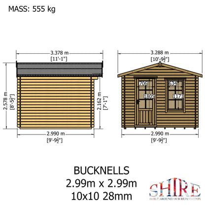 Shire Bucknells Log Cabin With 28mm Log Thickness - JJ Building Materials