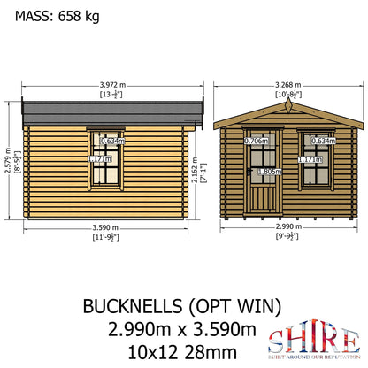 Shire Bucknells Log Cabin With 28mm Log Thickness - JJ Building Materials