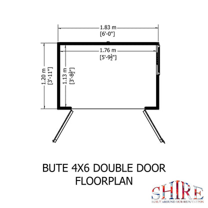 Shire Bute 4x6ft Shiplap Apex Double Door Wooden Shed - JJ Building Materials