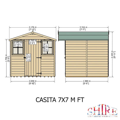 Shire Casita 7x7ft T&G Single Door Apex Wooden Shed - JJ Building Materials