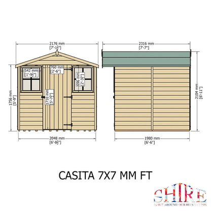 Shire Casita 7x7ft T&G Single Door Apex Wooden Shed - JJ Building Materials