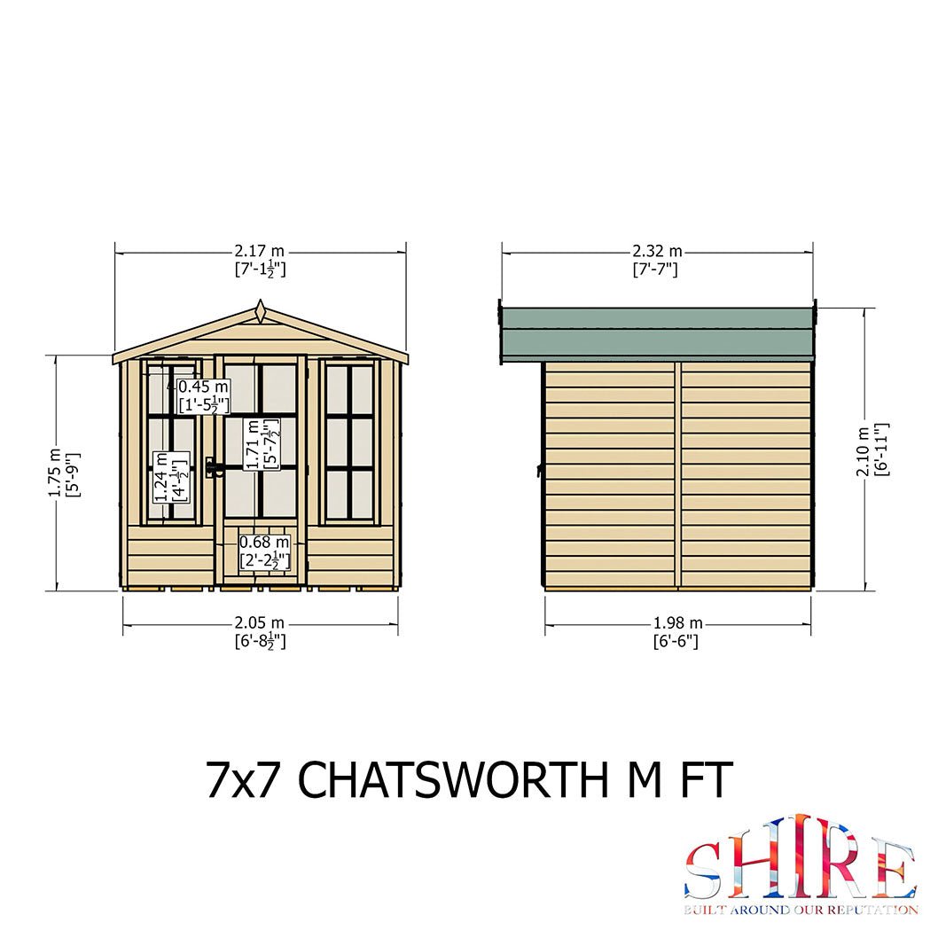Shire Chatsworth 7x7ft Single Door T&G Wooden Summerhouse - JJ Building Materials