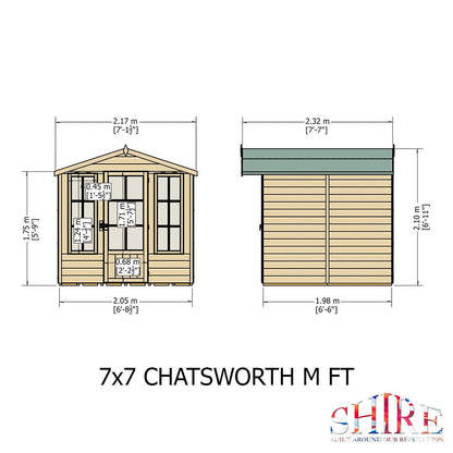 Shire Chatsworth 7x7ft Single Door T&G Wooden Summerhouse - JJ Building Materials