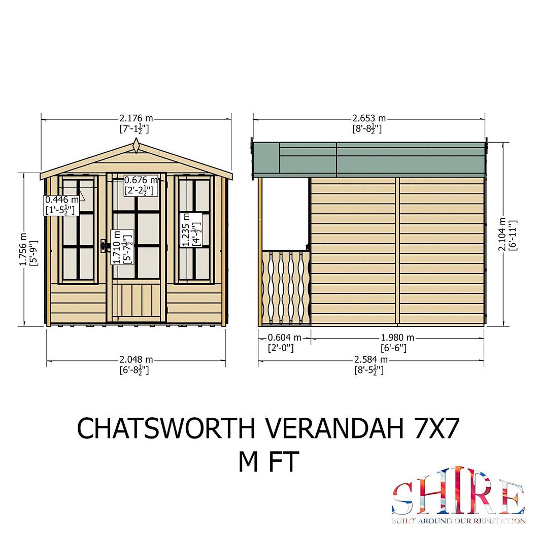 Shire Chatsworth 7x7ft Single Door T&G Wooden Summerhouse - JJ Building Materials