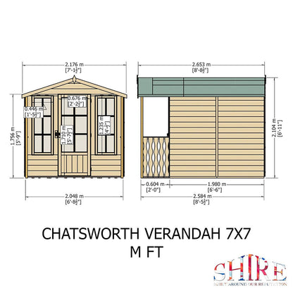 Shire Chatsworth 7x7ft Single Door T&G Wooden Summerhouse - JJ Building Materials