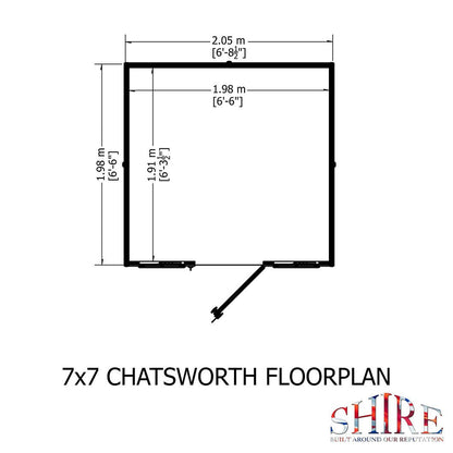 Shire Chatsworth 7x7ft Single Door T&G Wooden Summerhouse - JJ Building Materials