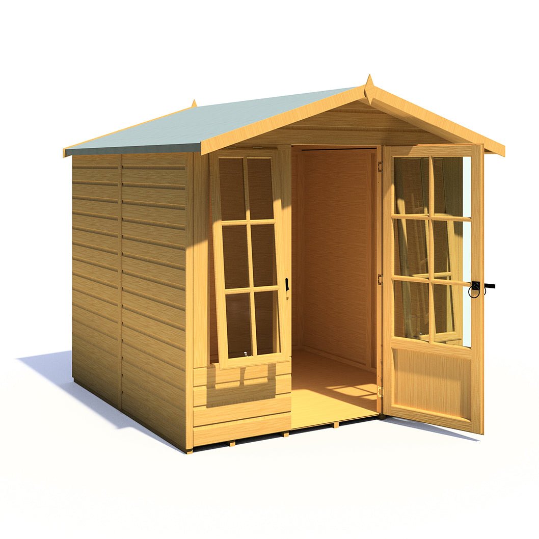 Shire Chatsworth 7x7ft Single Door T&G Wooden Summerhouse - JJ Building Materials