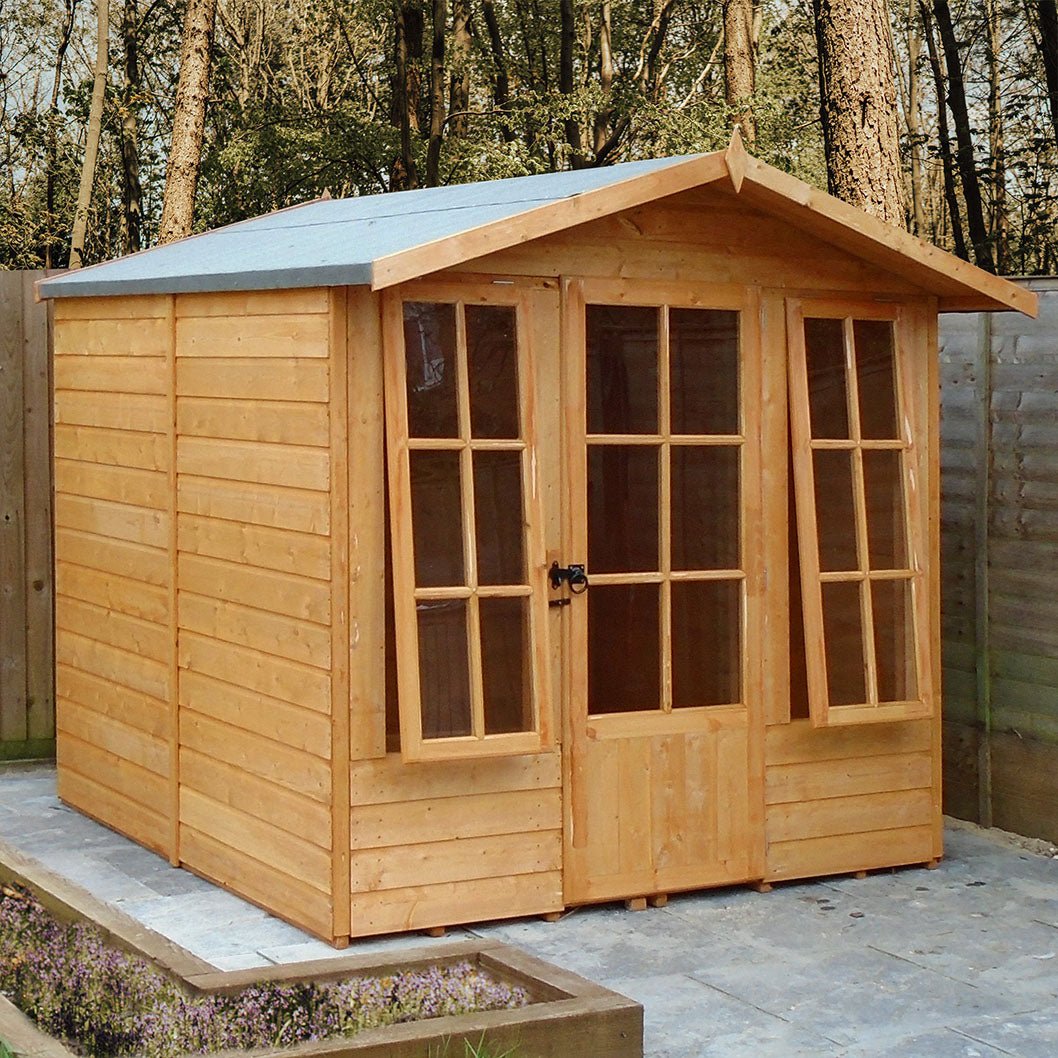 Shire Chatsworth 7x7ft Single Door T&G Wooden Summerhouse - JJ Building Materials
